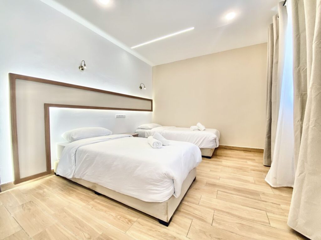 Sunset Surf Suites apartment interior in Taghazout, modern surf accommodation